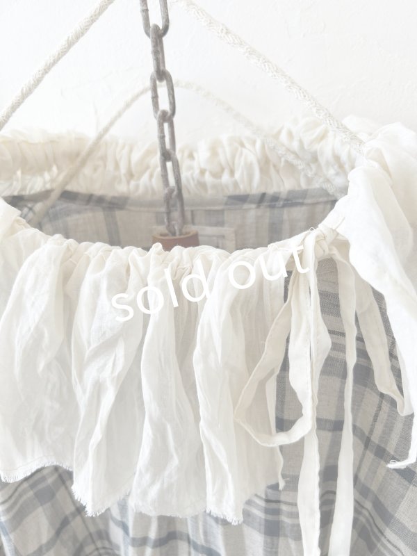 画像6: MARCHE' DE SOEUR／大きなラッフル襟のチュニック・先染チェックにミルク襟 (6)