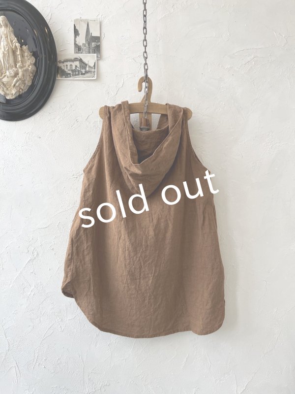 画像6: Libera&Capricciosa／フードリネンタンクトップ・ブラウン (6)