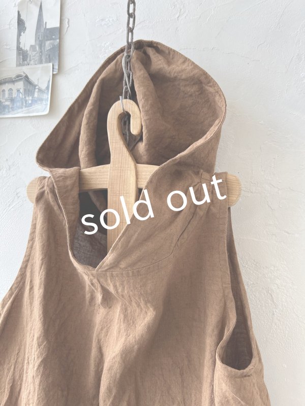 画像3: Libera&Capricciosa／フードリネンタンクトップ・ブラウン (3)