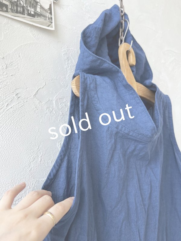 画像3: Libera&Capricciosa／フードリネンタンクトップ・インクブルー (3)