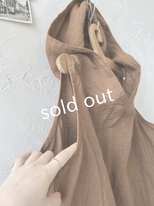 画像5: Libera&Capricciosa／フードリネンタンクトップ・ブラウン (5)