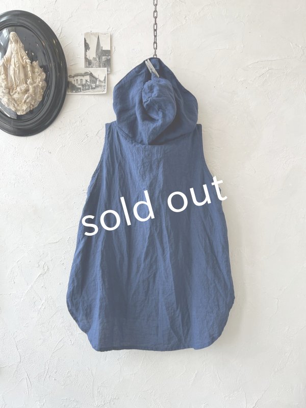 画像5: Libera&Capricciosa／フードリネンタンクトップ・インクブルー (5)