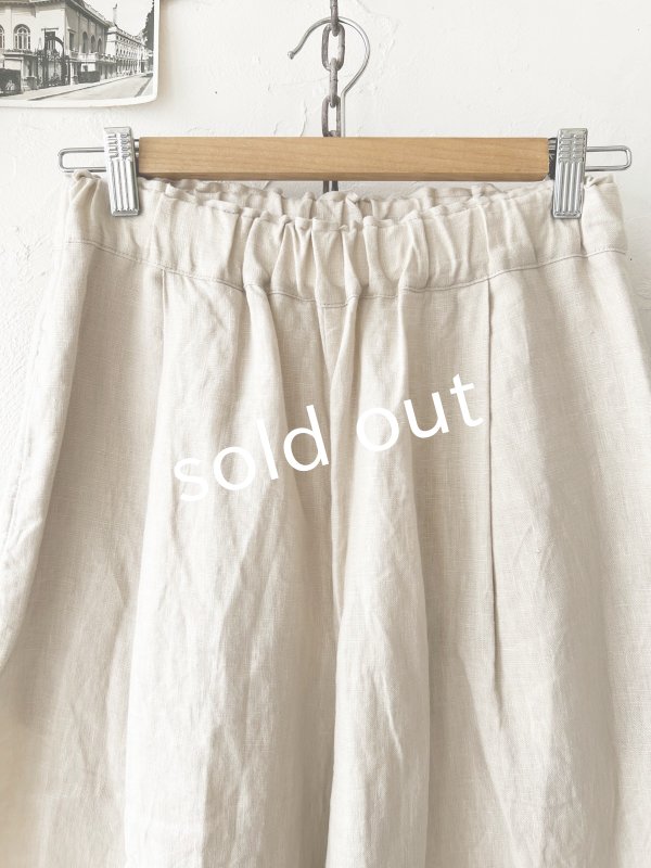 画像2: seasew./518 リネンキャンバスワイドパンツ・ベージュ (2)