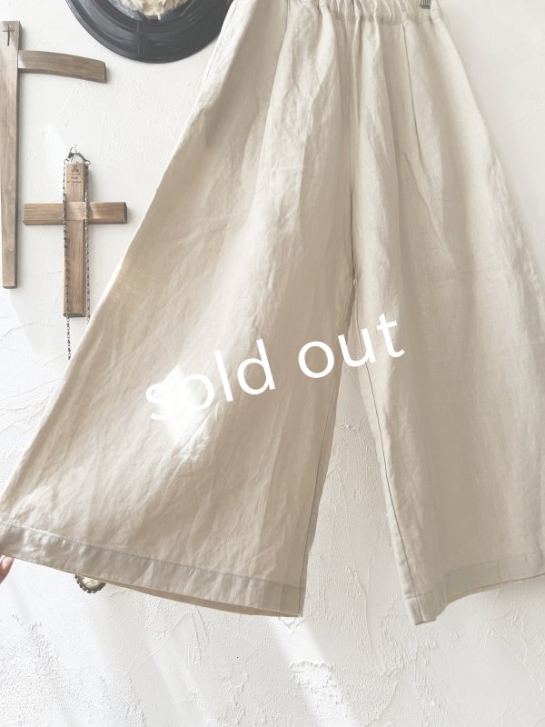 画像6: seasew./518 リネンキャンバスワイドパンツ・ベージュ (6)