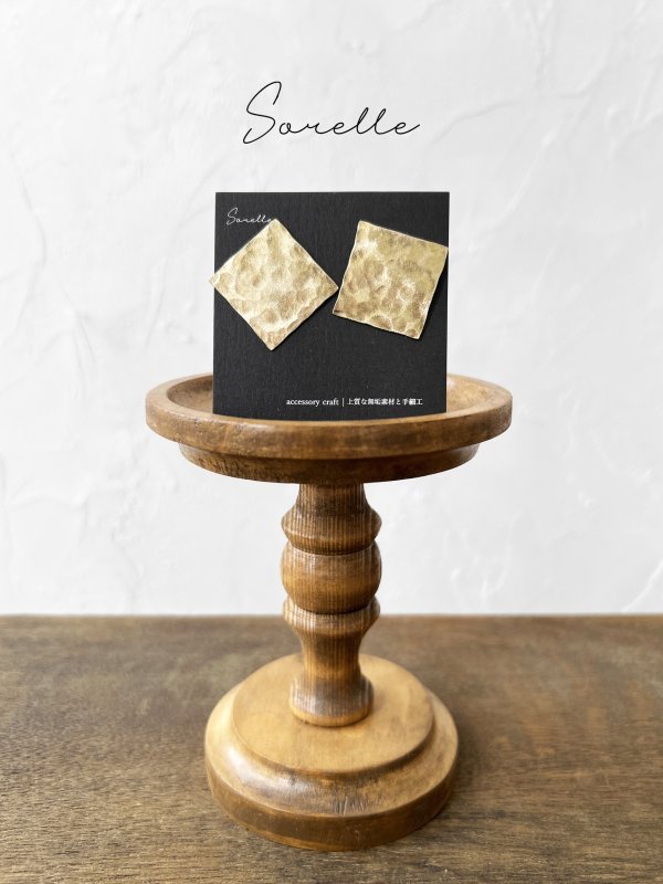 画像2: sorelle／真鍮のピアスorイヤリング・スクエア (2)