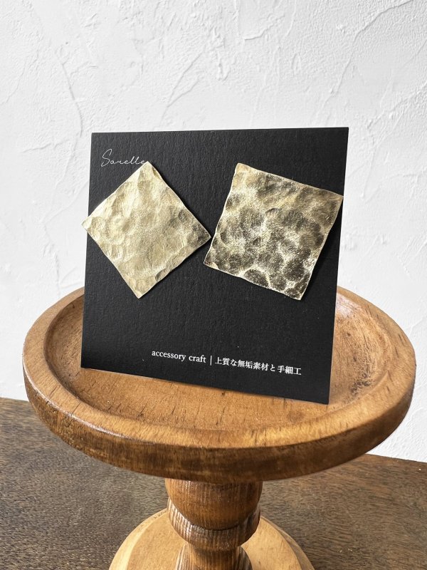 画像4: sorelle／真鍮のピアスorイヤリング・スクエア (4)