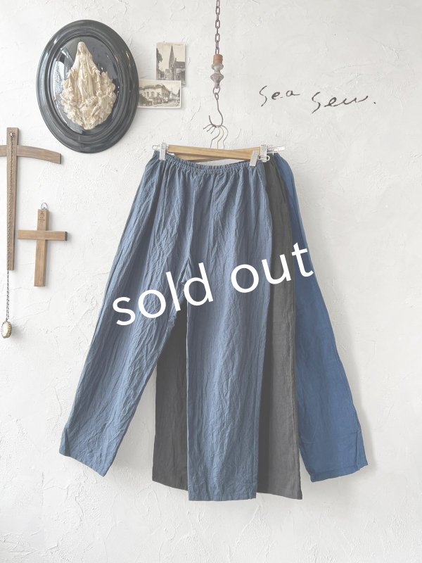 画像3: seasew./520 ワッシャーコットンペチパンツ・ネイビー (3)