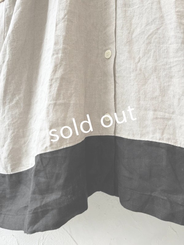 画像5: Avenue／フード付きリネンワンピース・生成りに黒ライン (5)