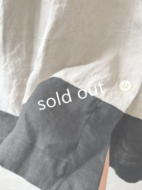 画像6: Avenue／フード付きリネンワンピース・生成りに黒ライン (6)