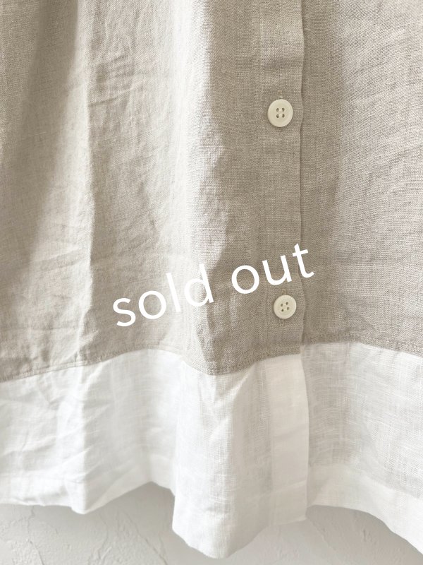 画像5: Avenue／フード付きリネンワンピース・生成りに白ライン (5)