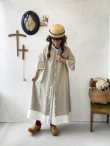 画像11: Avenue／フード付きリネンワンピース・生成りに白ライン (11)