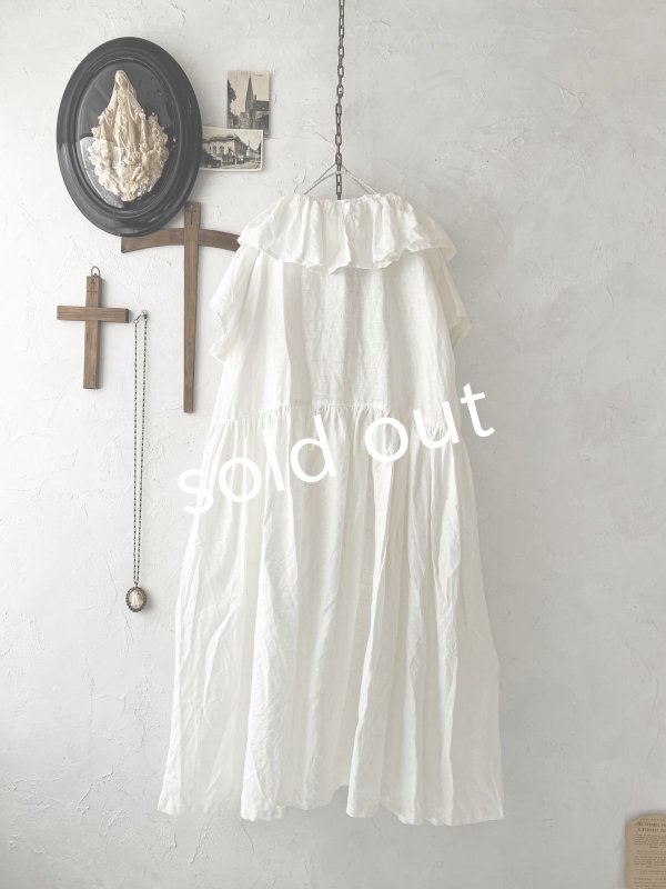 画像5: shizuka's【9】アンティークレースのフリル襟フレンチワンピース・白D (5)