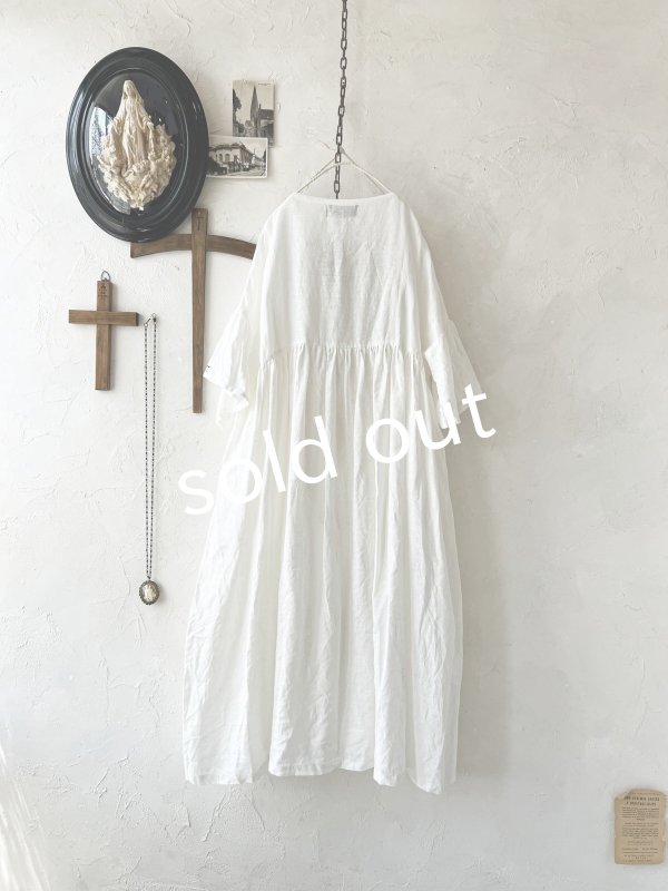 画像5: shizuka's【3】アンティークレースちょうちょ袖ワンピース・白A (5)