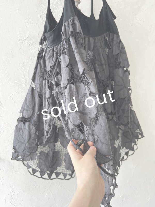 画像3: shizuka's【29】アンティークレースのキャミチュニック・スミクロ (3)