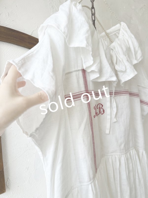 画像4: shizuka's【10】アンティークレースのフリル襟フレンチワンピース・白E (4)