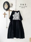 画像1: shizuka's【23】アンティークレースちょうちょ袖ワンピース・黒B (1)
