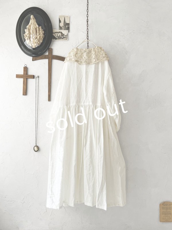 画像5: shizuka's【11】アンティークレースのボリューム袖ワンピース・白A (5)