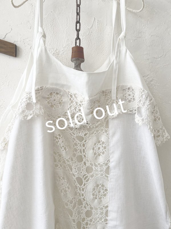 画像2: shizuka's【30】アンティークレースのキャミチュニック・白 (2)