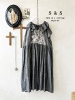 画像1: shizuka's【26】アンティークレースのフリル襟フレンチワンピース・黒シャンブレーC (1)