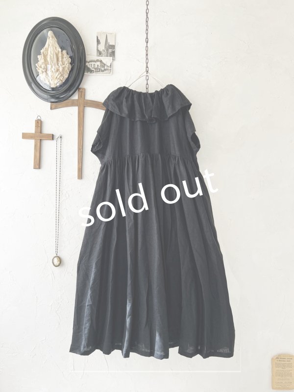 画像5: shizuka's【22】アンティークレースのフリル襟フレンチワンピース・黒 (5)