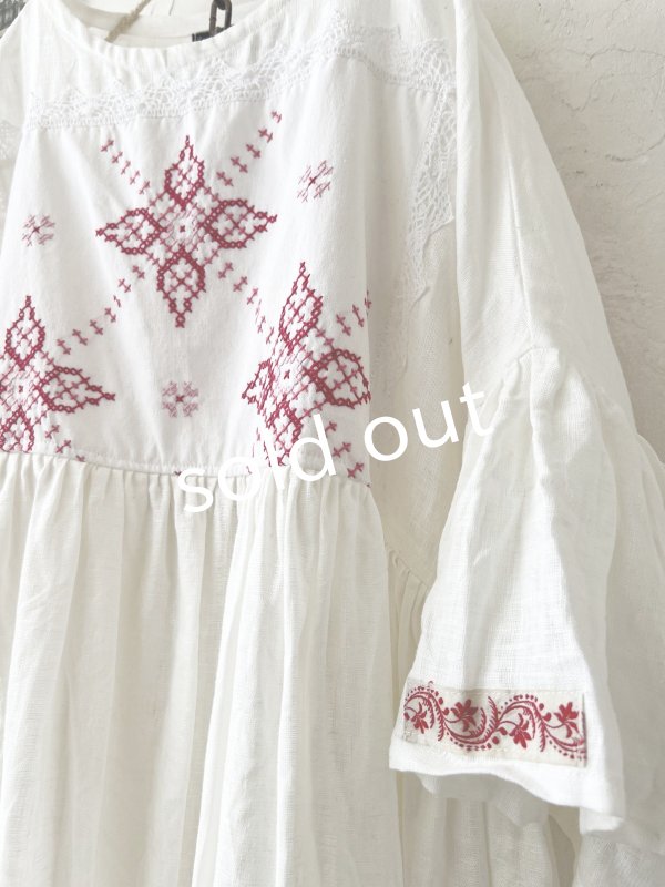 画像3: shizuka's【5】アンティークレースちょうちょ袖ワンピース・白C (3)