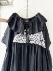 画像2: shizuka's【22】アンティークレースのフリル襟フレンチワンピース・黒 (2)