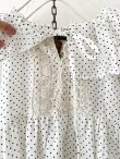 画像2: shizuka's【17】アンティークレースの ドットフリルワンピース・白 (2)