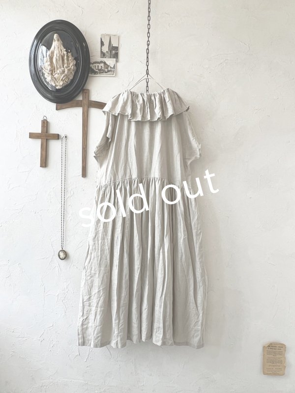 画像5: shizuka's【15】アンティークレースのフリル襟フレンチワンピース・生成りB (5)