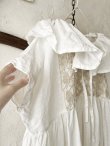 画像4: shizuka's【6】アンティークレースのフリル襟フレンチワンピース・白A (4)
