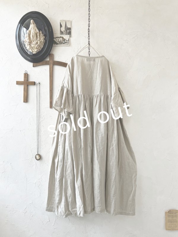 画像5: shizuka's【13】アンティークレースちょうちょ袖ワンピース・生成りA (5)