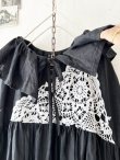 画像3: shizuka's【22】アンティークレースのフリル襟フレンチワンピース・黒 (3)