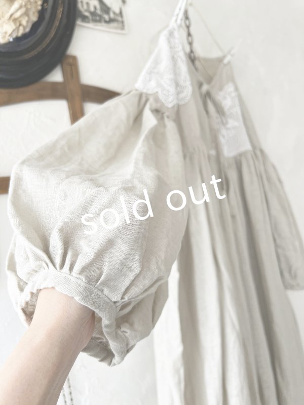 画像5: shizuka's【16】アンティークレースのりぼん結びワンピース・生成りA (5)