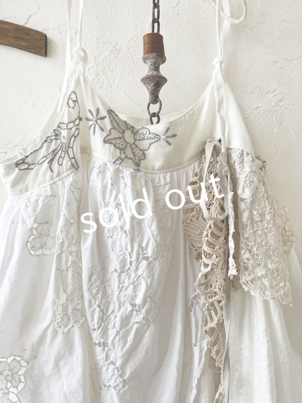 画像2: shizuka's【31】アンティークレースのキャミ・白マディラ (2)