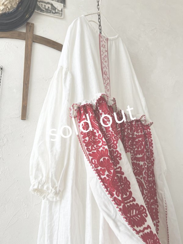 画像5: shizuka's【12】アンティークレースのボリューム袖ワンピース・白B (5)