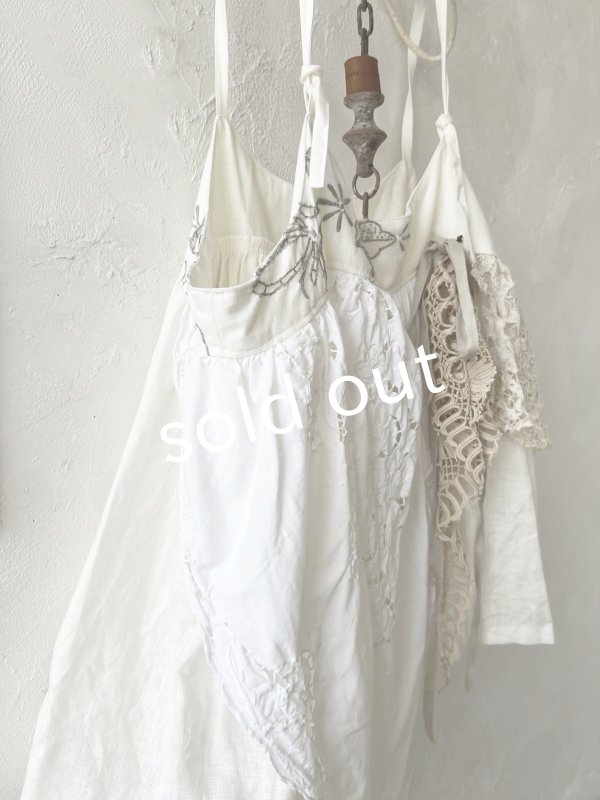 画像7: shizuka's【31】アンティークレースのキャミ・白マディラ (7)