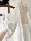 画像4: shizuka's【11】アンティークレースのボリューム袖ワンピース・白A (4)