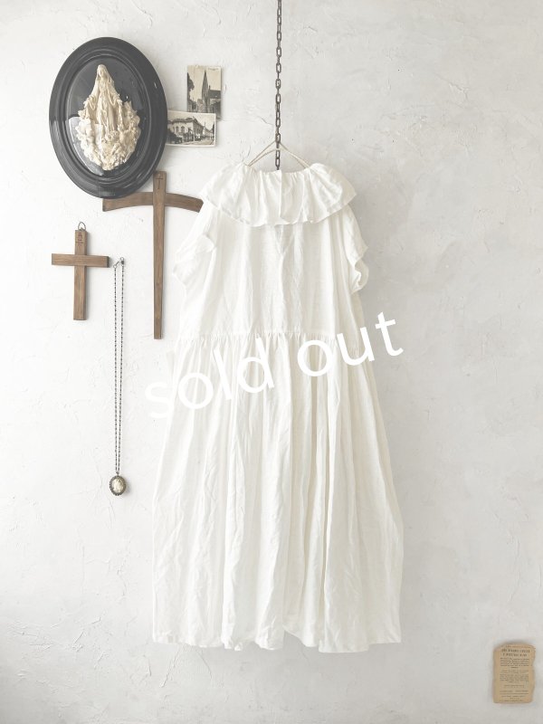 画像5: shizuka's【7】アンティークレースのフリル襟フレンチワンピース・白B (5)