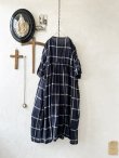 画像6: shizuka's【27】アンティークレースちょうちょ袖ワンピース・ネイビーチェック (6)