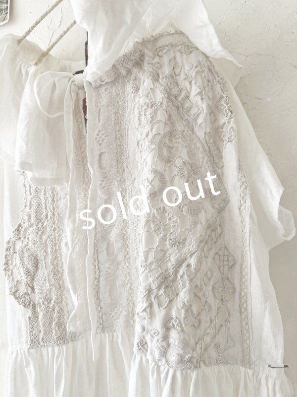 画像3: shizuka's【7】アンティークレースのフリル襟フレンチワンピース・白B (3)