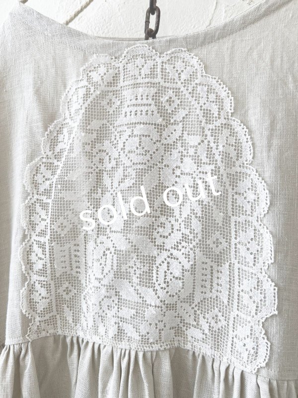 画像3: shizuka's【13】アンティークレースちょうちょ袖ワンピース・生成りA (3)