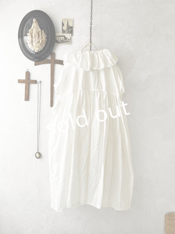 画像5: shizuka's【6】アンティークレースのフリル襟フレンチワンピース・白A (5)