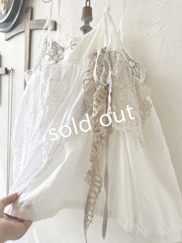 画像4: shizuka's【31】アンティークレースのキャミ・白マディラ (4)
