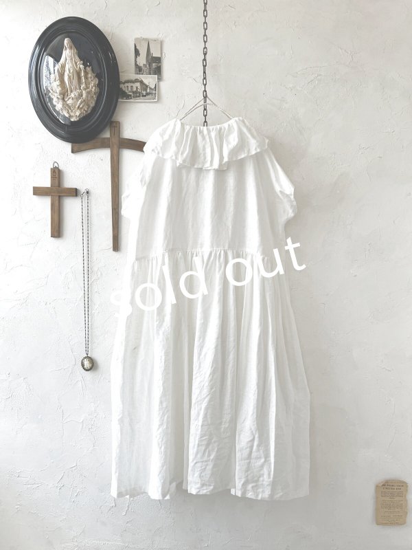 画像5: shizuka's【10】アンティークレースのフリル襟フレンチワンピース・白E (5)