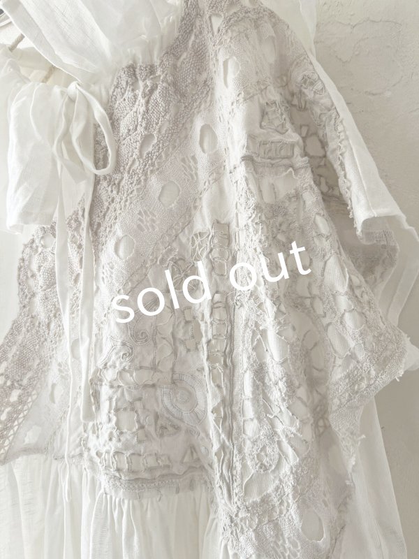 画像3: shizuka's【9】アンティークレースのフリル襟フレンチワンピース・白D (3)