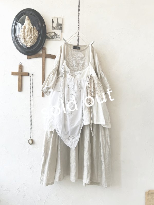 画像8: shizuka's【31】アンティークレースのキャミ・白マディラ (8)