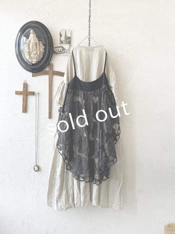 画像7: shizuka's【29】アンティークレースのキャミチュニック・スミクロ (7)