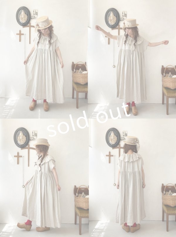 画像6: shizuka's【6】アンティークレースのフリル襟フレンチワンピース・白A (6)