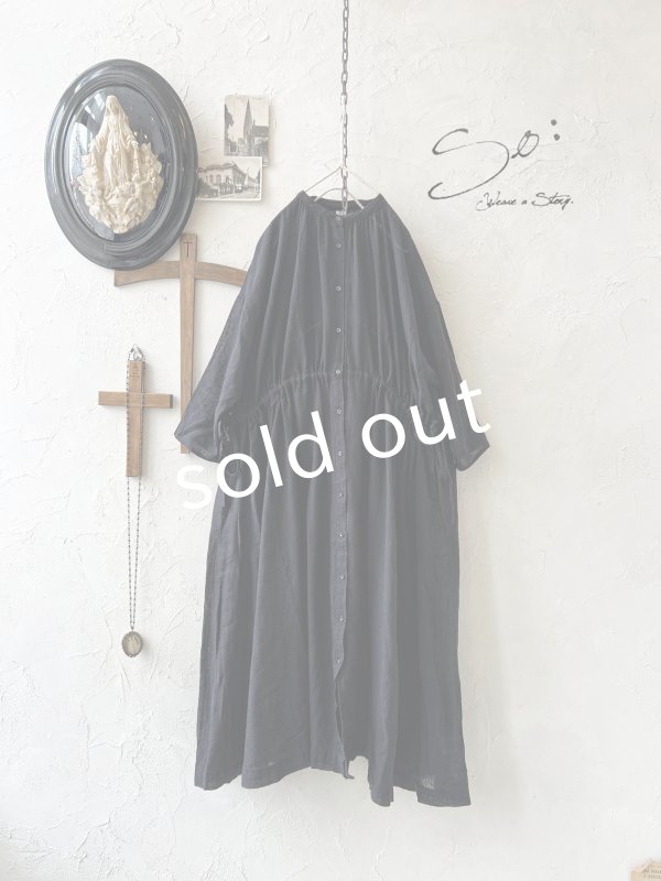 画像1: SO／ガーゼギャザーワンピース・ブラック (1)