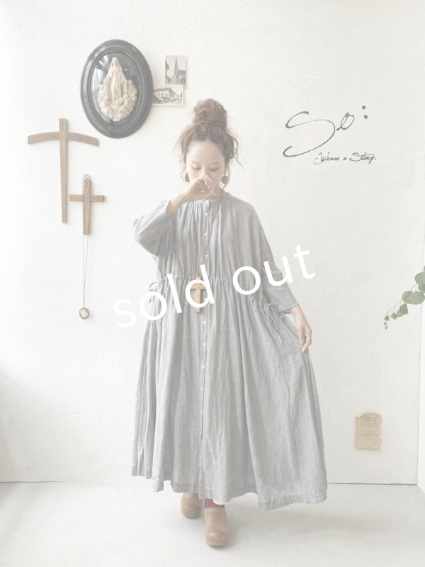 画像11: SO／ガーゼギャザーワンピース・ブルーストライプ (11)