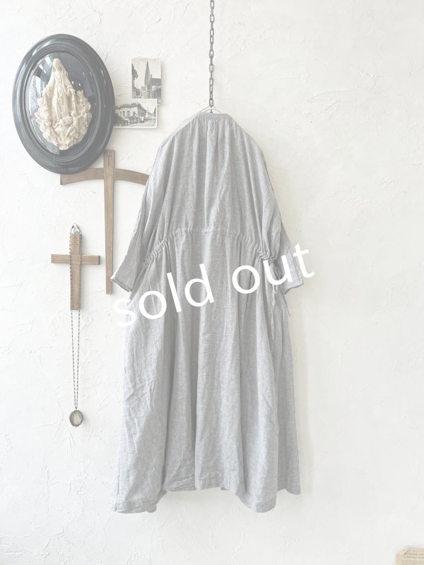 画像7: SO／ガーゼギャザーワンピース・杢グレー (7)